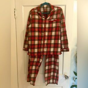 Hanna Andersson women’s small plaid Christmas holiday pajama set drawstring pant